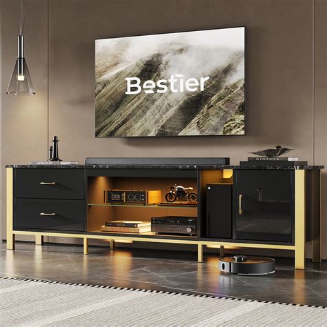 Bestier Led Tv Stand High Gloss Table For Tvs Up To With