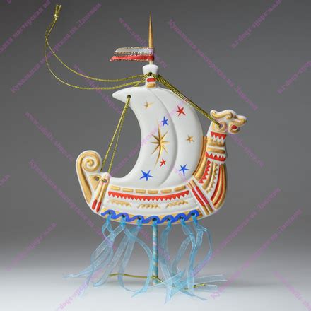 Плоская фарфоровая ёлочная игрушка Птица купить у производителя ...