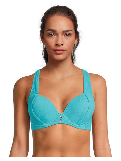 Time And Tru Women S And Women S Plus Solid Popcorn Texture Bikini Swim Top Sizes S X