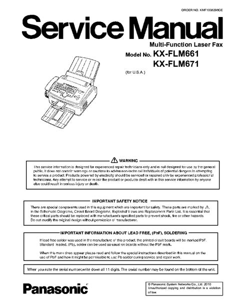 PANASONIC KX-FLM661 FML671 SM Service Manual download, schematics ...