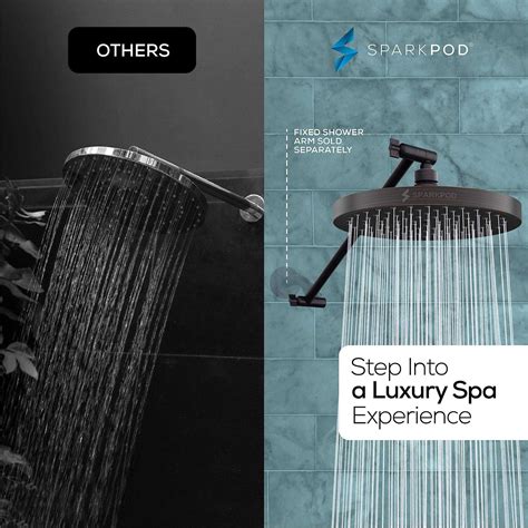 SparkPod Round Rain Shower Head with Shower Head Extension Arm High