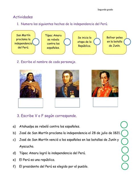 Independencia Del Perú Worksheet