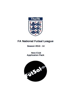 Fa National Futsal League Doc Template Pdffiller