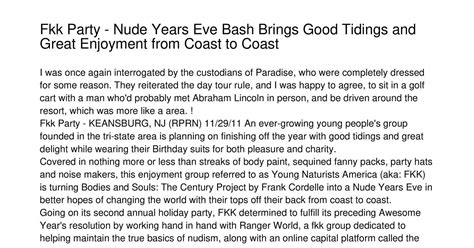 Fkk Party Nude Years Eve Party Brings Good Tidings And Great Joy From Coast To Coaststenu Pdf