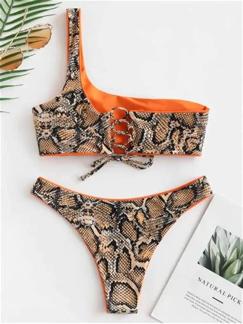 Cikini Bikini A La Moda Con Estampado De Serpiente Traje De Ba O Sexy De Dos Piezas Alibaba