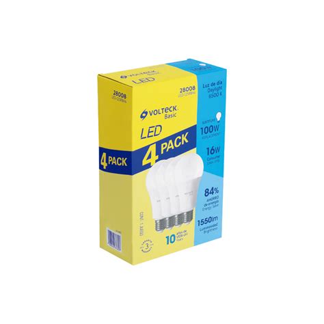 Pack De 4 Lámparas Led A19 16 W Equiv 100 W Luz De Día