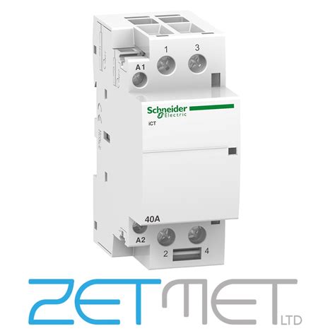 Schneider Acti 9 iCT A9C20842 40 Amp 2NO 2 Pole 220/240V 50Hz Contactor ...