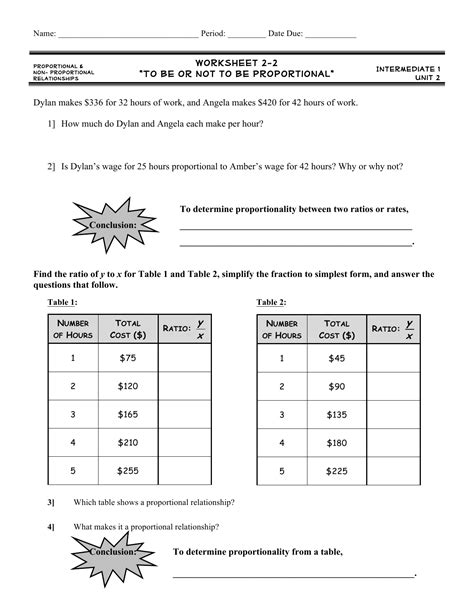 Proportional Non Proportional Worksheets