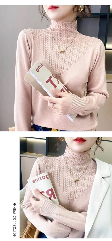 Осенне-зимний новый свитер с воротником средней длины, Женский пуловер ...
