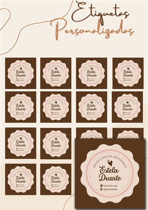 Etiqueta Digital Bolo E Doces Nude E Marrom Elo
