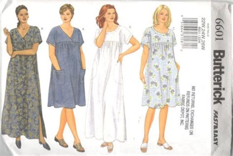 Butterick Muu Muu Dress Pattern Pullover Scoop Or V Neck Womens