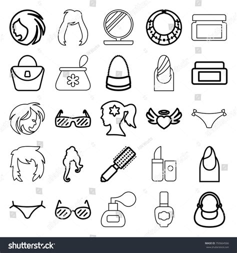 Glamour Icons Set Editable Outline Stock Vector Royalty Free