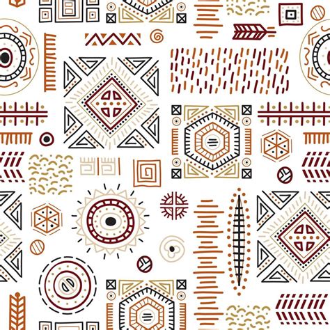 Colorful African Art Decoration Tribal Geometric Shapes Seamless
