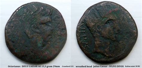 Octavianus & Julius Caesar bronze coin | Coin Talk