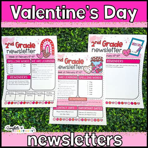 Valentines Day Newsletter Templates Confetti And Creativity