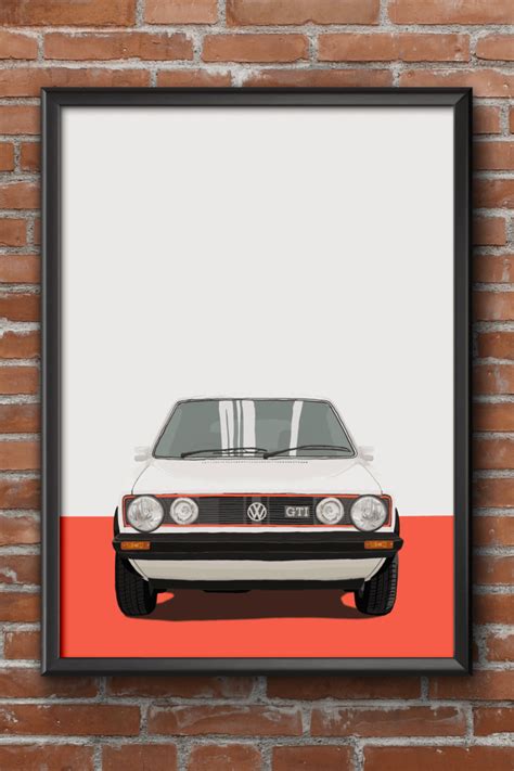 Golf Gti Art Classic Vw Mk1 Golf Gti In White Illustration Etsy Uk