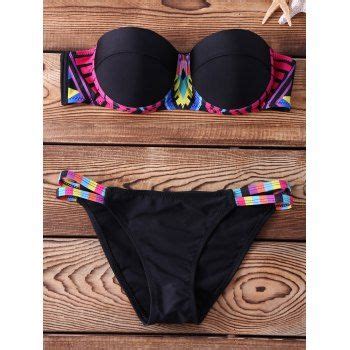 OFF Ethnic Style Women S Strapless Color Block Bikini Set In BLACK DressLily