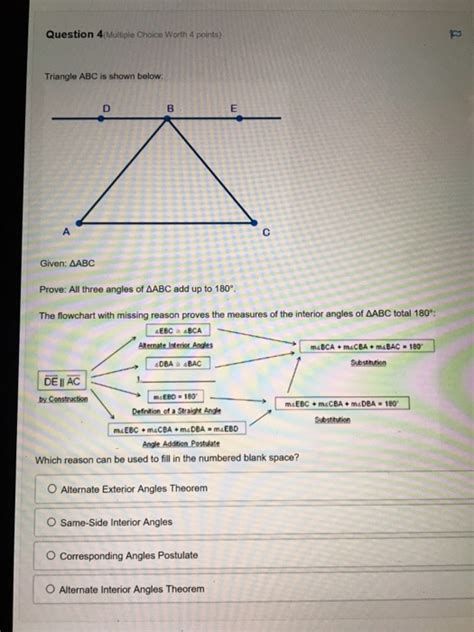 Solved Question 4multiple Choice Worth 4 Points Triangle