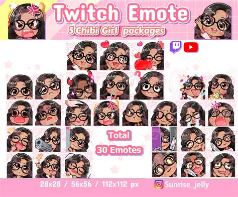 Twitch Emotes Mega Pack Curly Black Hair Brown Eyes Tan Etsy