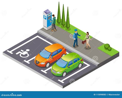 Parking Isometric Composition Stock Vector Illustration Of Parkomat
