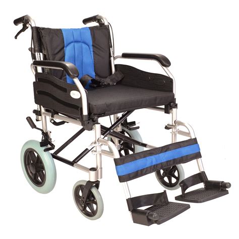 Lightweight Aluminium Folding Transit Wheelchair With 20 Inch Extra