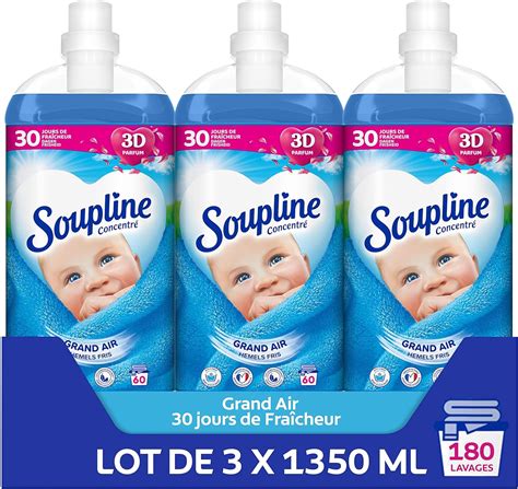 SOUPLINE Adoucissant Liquide Concentré 3D Grand Air Formule Action