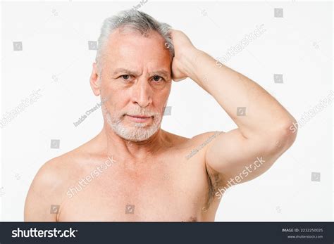 Handsome Caucasian Mature Middleaged Senior Naked Stock Photo