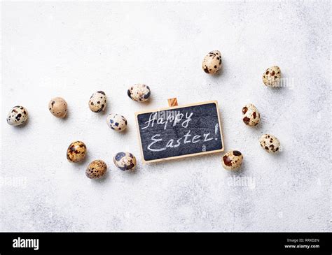 Easter Background With Quail Eggs And Pussy Willow Stock Photo Alamy