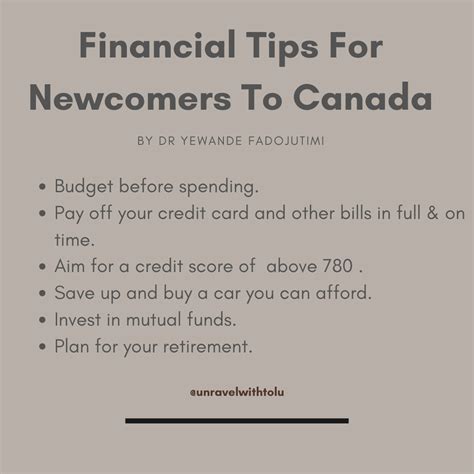 financial tips  newcomers  canada unravel  tolu