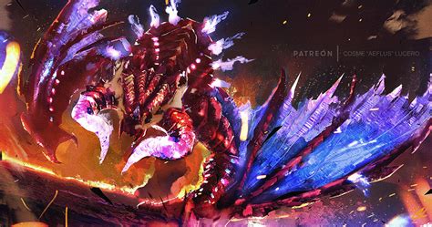 The Flame Horn Wyvern Varusaburosu By Aeflus On Deviantart Monster