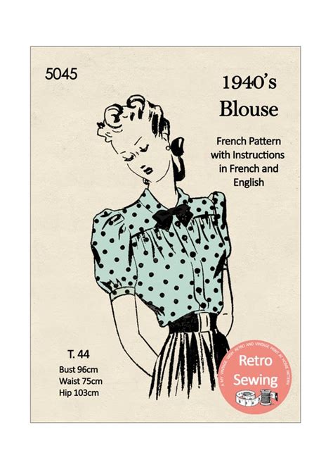 1940s Pussy Bow Blouse Vintage French Pattern Bust 38 Etsy