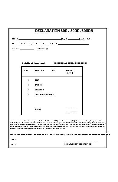 Self Declaration Form Format