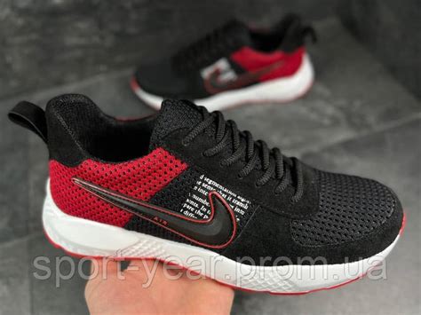 Мужские летние кроссовки Nike (Найк) текстиль (сетка) черные с красным ...