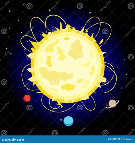 The Sun in Space Illustration Stock Vector - Illustration of drawing ...