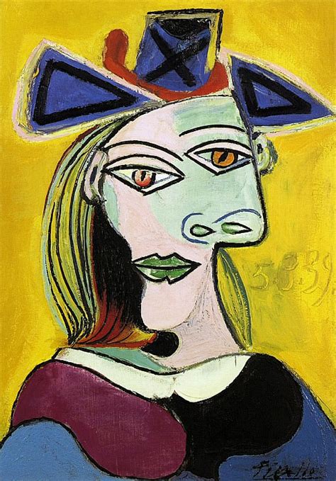 T Te De Femme Au Chapeau Bleu Ruban Rouge Pablo Picasso