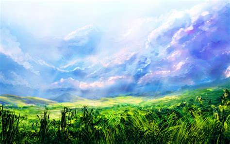 Grass Field Painting At Explore Collection Of
