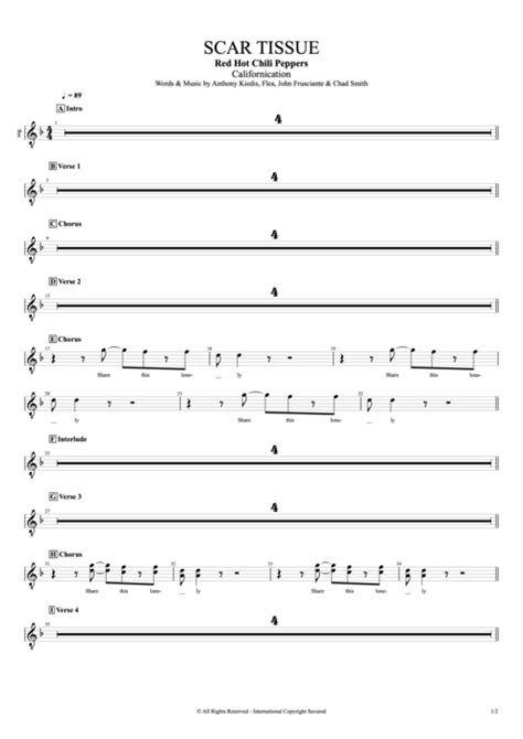 Scar Tissue Tab By Red Hot Chili Peppers Guitar Pro Full Score Mysongbook