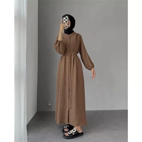 Jual LOCA DRESS GAMIS FULL KANCING CRINKLE AIRFLOW LD 110 GAMIS