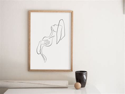 Minimal Woman Nude Print Naked Female Figure Sketch One Line Etsy