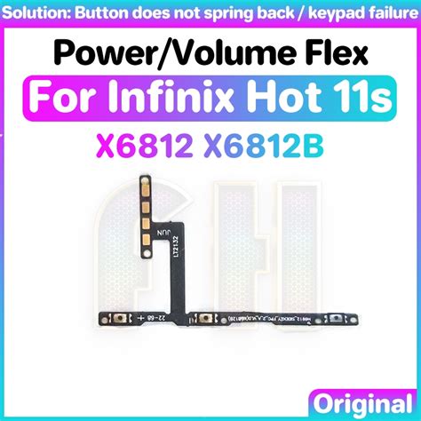 Power Volume Button Flex For Infinix Hot 11s X6812 X6812B Switch ON OFF Key Mute Button Ribbon