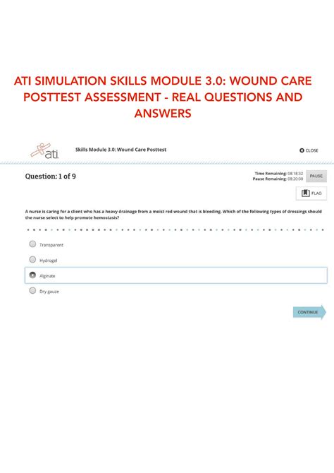 SOLUTION: Ati simulation skills module 3 0 wound care posttest