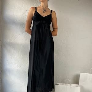 80s St Michael Black Lingerie Slip Dress Small Etsy