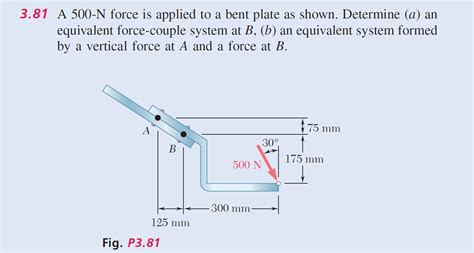 Solved A 500-N force is applied to a bent plate as shown. | Chegg.com