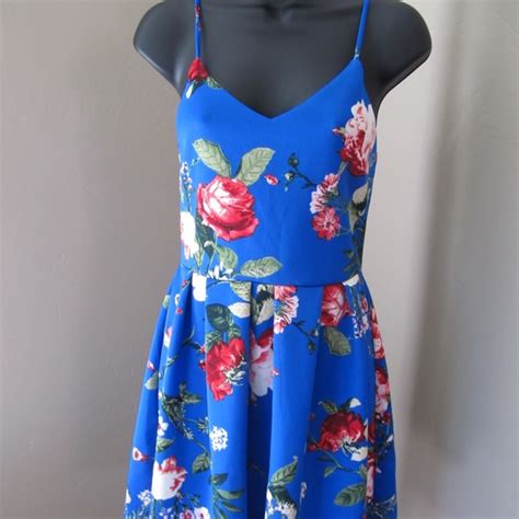 Monteau Dresses Monteau Spaghetti Strap Royal Blue Floral Mini