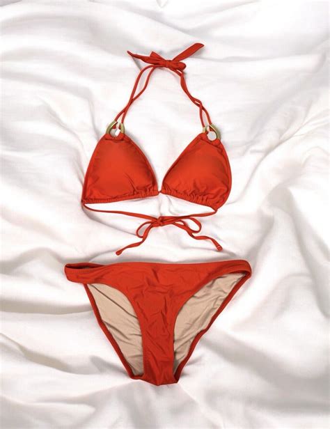 Bright Orange Bikini Swimwear Set Beach Sexy Festival Gem