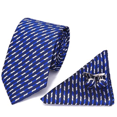 Мужской галстук в синюю полоску с цветочным рисунком, шелковые ...