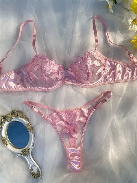 Delicate Lace Brief Bikini Sets With Fairy Embroidery And Push Up Breves Sexy Lingerie For Women