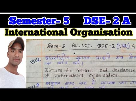 Dse A International Organisation Semester Political Science Vbu