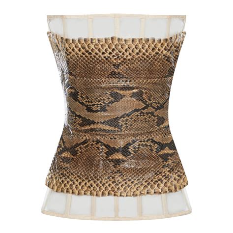 Коричневый корсет из кожи питона snake MARIE BY MARIE — купить в ...