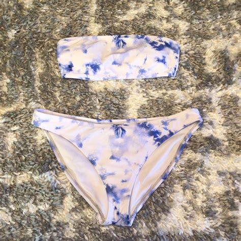 Swim White And Blue Tie Dye Bikini Set Poshmark